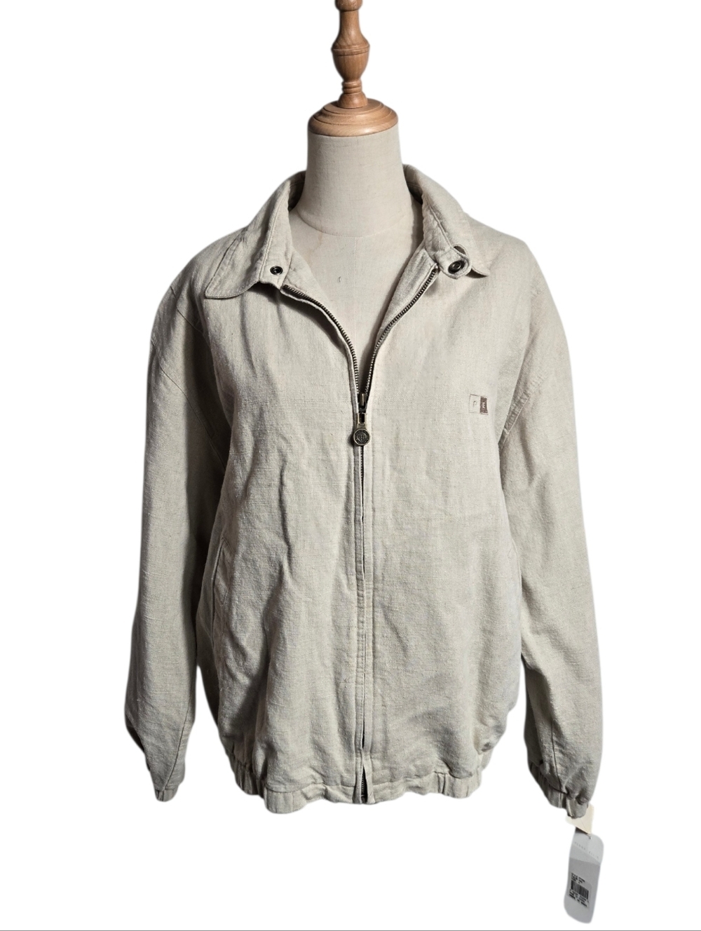 Perry Ellis Men's Linen Blend Zip-Front Jacket  Beige NWT